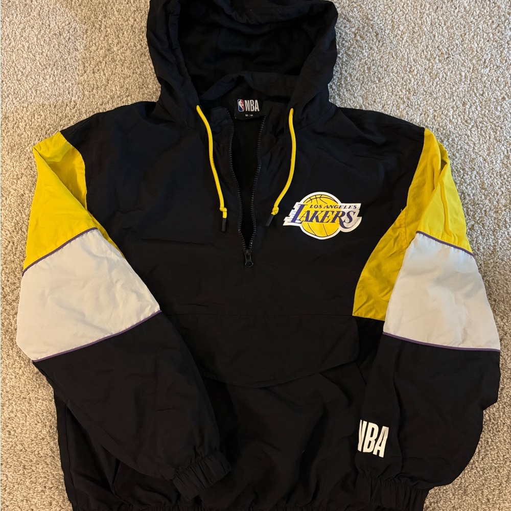 NBA Los Angeles Lakers Black and Yellow Pullover Windbreaker